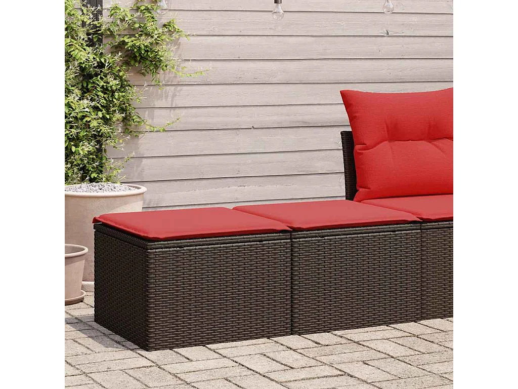 Salon de jardin avec coussins 2pcs marron résine tressée acacia