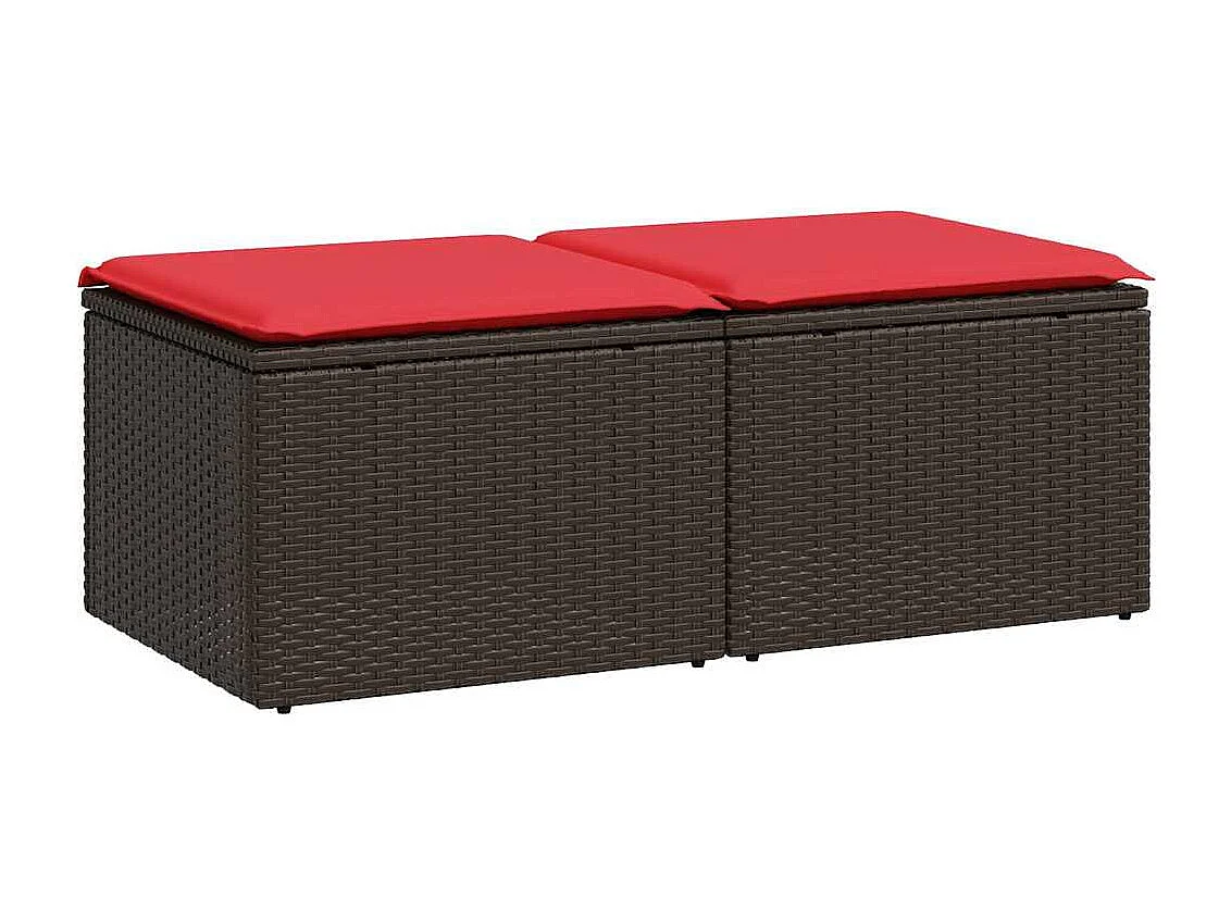 Salon de jardin avec coussins 2pcs marron résine tressée acacia