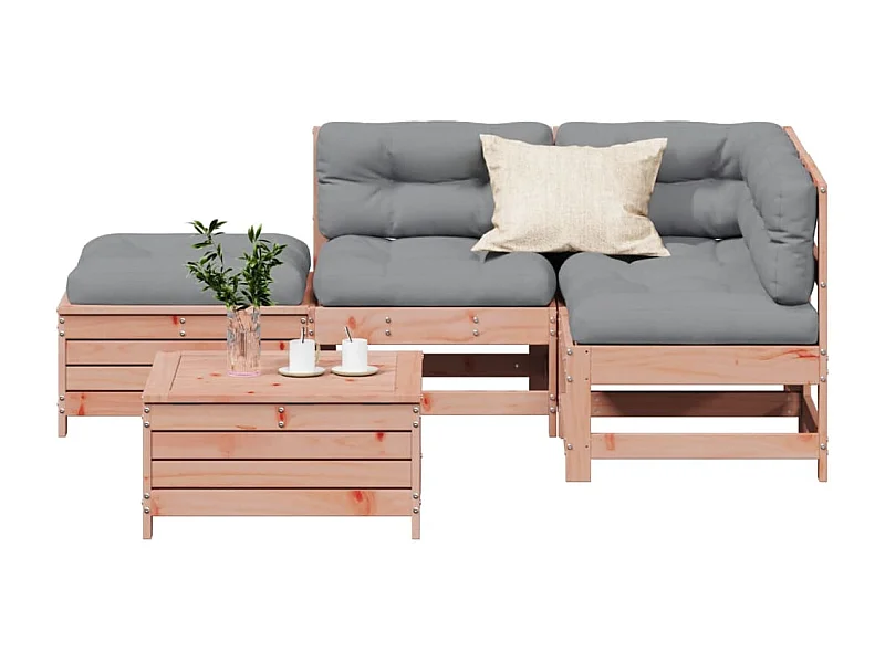 5-tlg. Garten-Lounge-Set mit Kissen Massivholz Douglasie