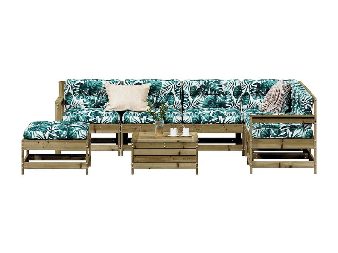 8-tlg. Garten-Lounge-Set mit Kissen Imprägniertes Kiefernholz