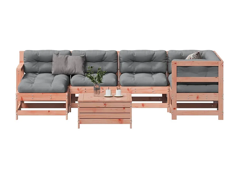 7-tlg. Garten-Lounge-Set mit Kissen Massivholz Douglasie