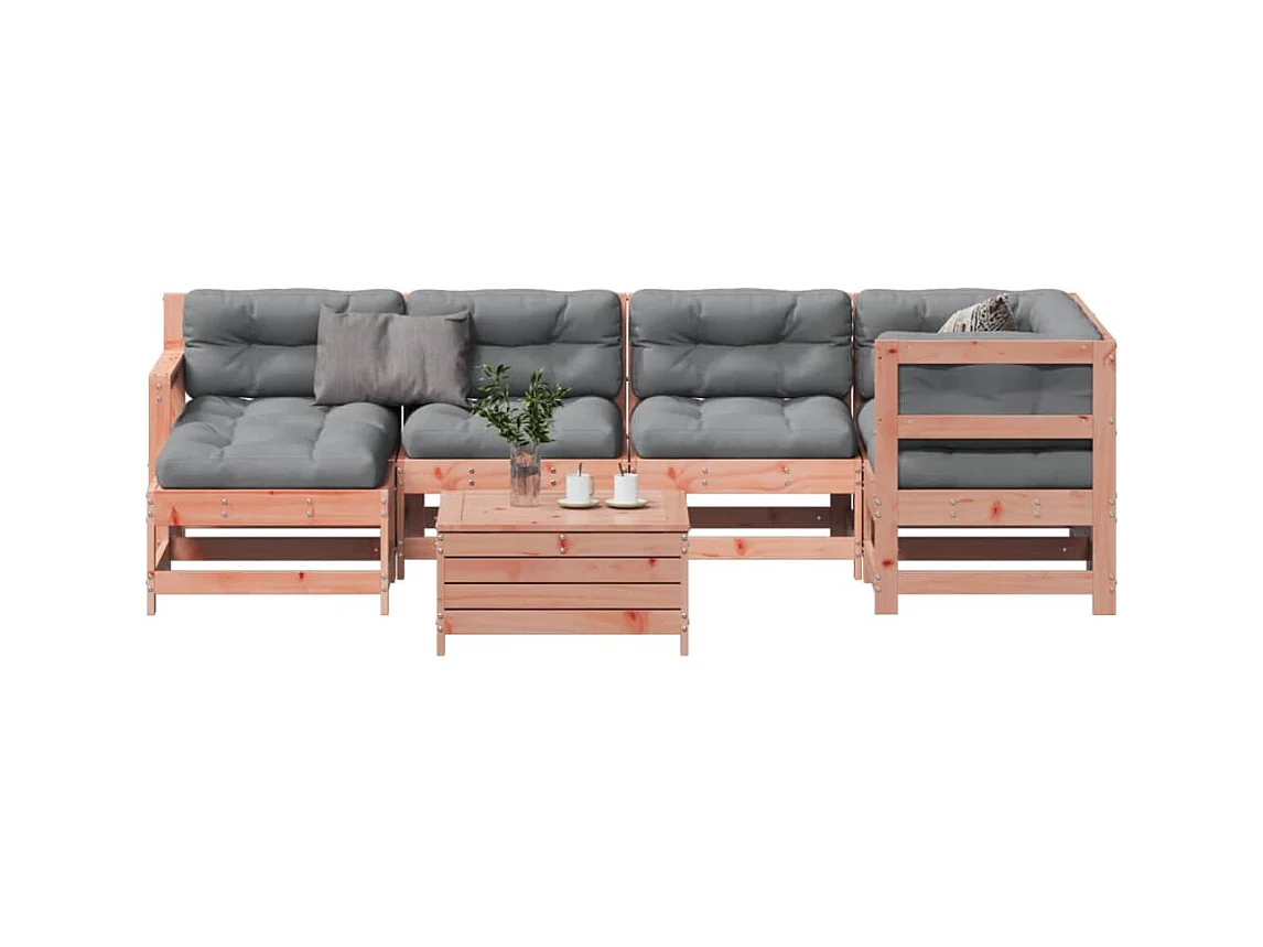 Set Divani Giardino 7 pz con Cuscini Legno Massello di Douglas