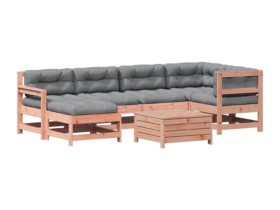 Set Divani Giardino 7 pz con Cuscini Legno Massello di Douglas