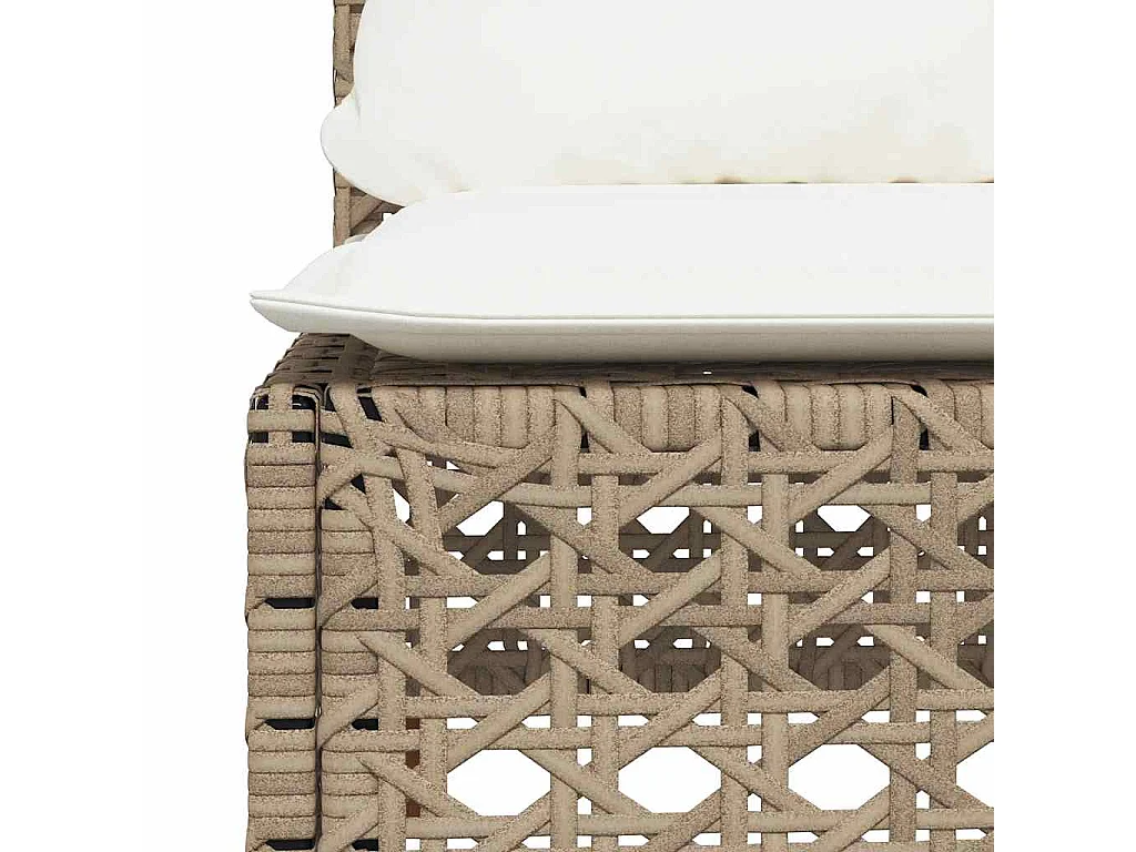11-tlg. Garten-Sofagarnitur mit Kissen Beige Poly Rattan