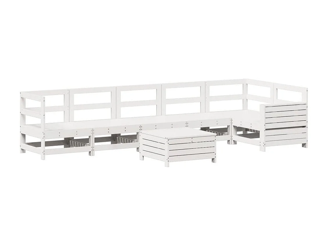 7-delige Loungeset massief grenenhout wit