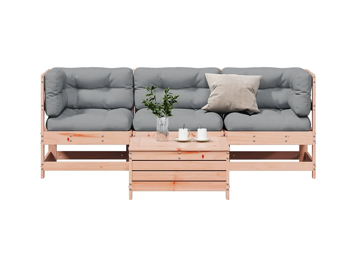 Set Divani Giardino 4 pz con Cuscini Legno Massello di Douglas