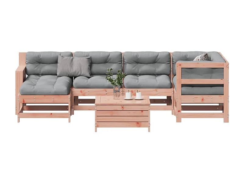 Set Divani Giardino 7 pz con Cuscini Legno Massello di Douglas