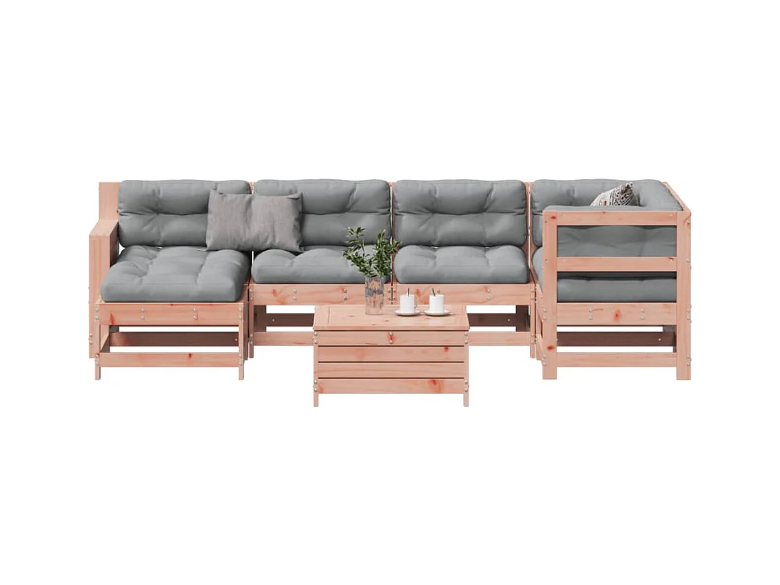Salon de jardin 7 pcs avec coussins bois massif douglas