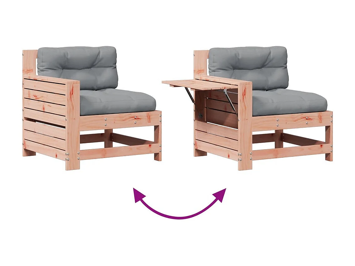 7 pcs conj. lounge jardim com almofadões madeira douglas maciça