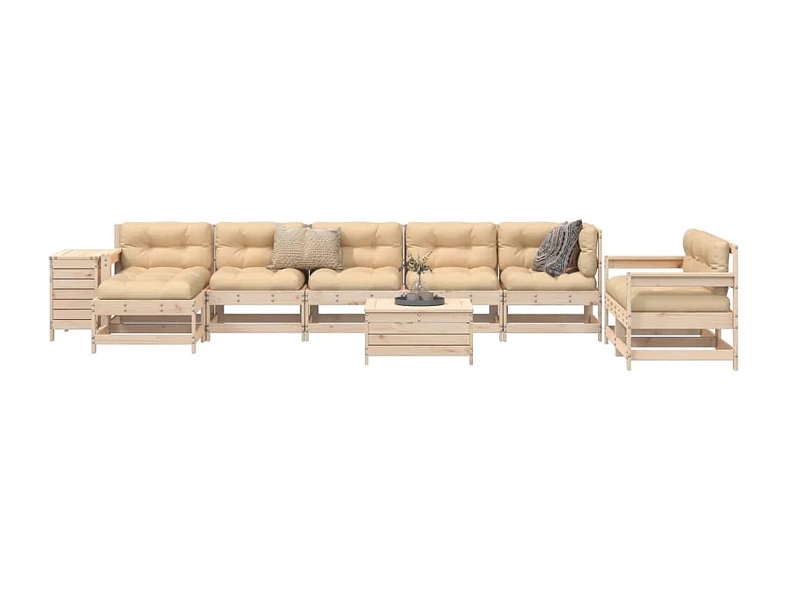 10-delige Loungeset massief grenenhout