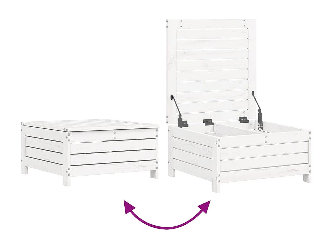 Salon de jardin 10 pcs blanc bois de pin massif