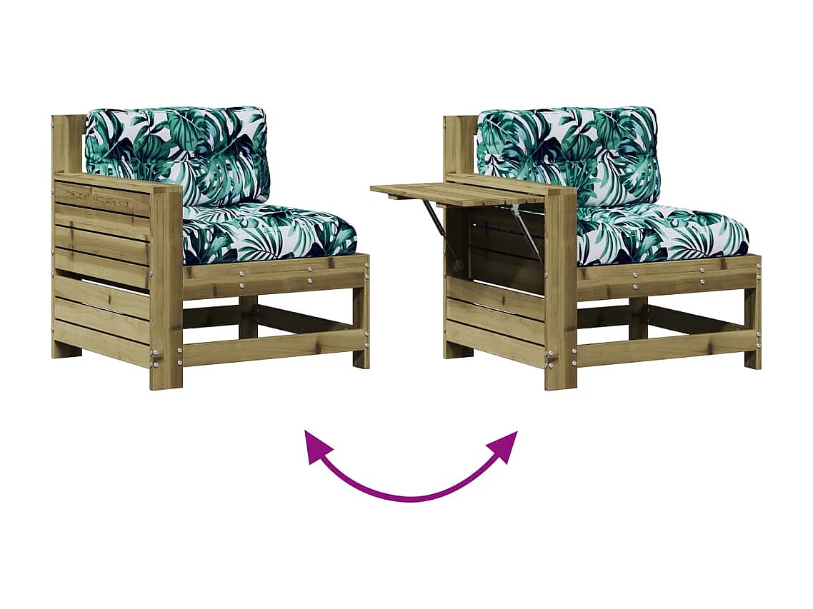 4 pcs conjunto lounge de jardim c/ almofadões pinho impregnado