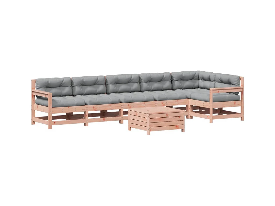 Salon de jardin 7 pcs avec coussins bois massif douglas