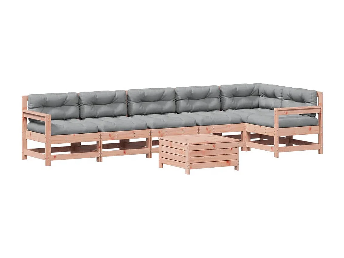 Salon de jardin 7 pcs avec coussins bois massif douglas