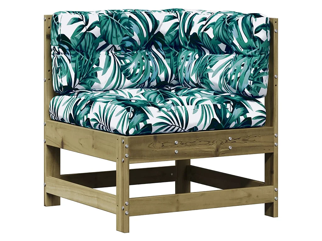 Salon de jardin 3 pcs avec coussins bois de pin imprégné
