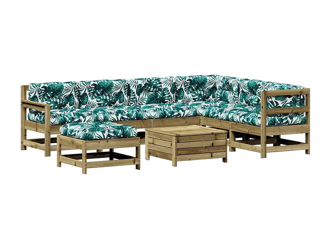 8-tlg. Garten-Lounge-Set mit Kissen Imprägniertes Kiefernholz