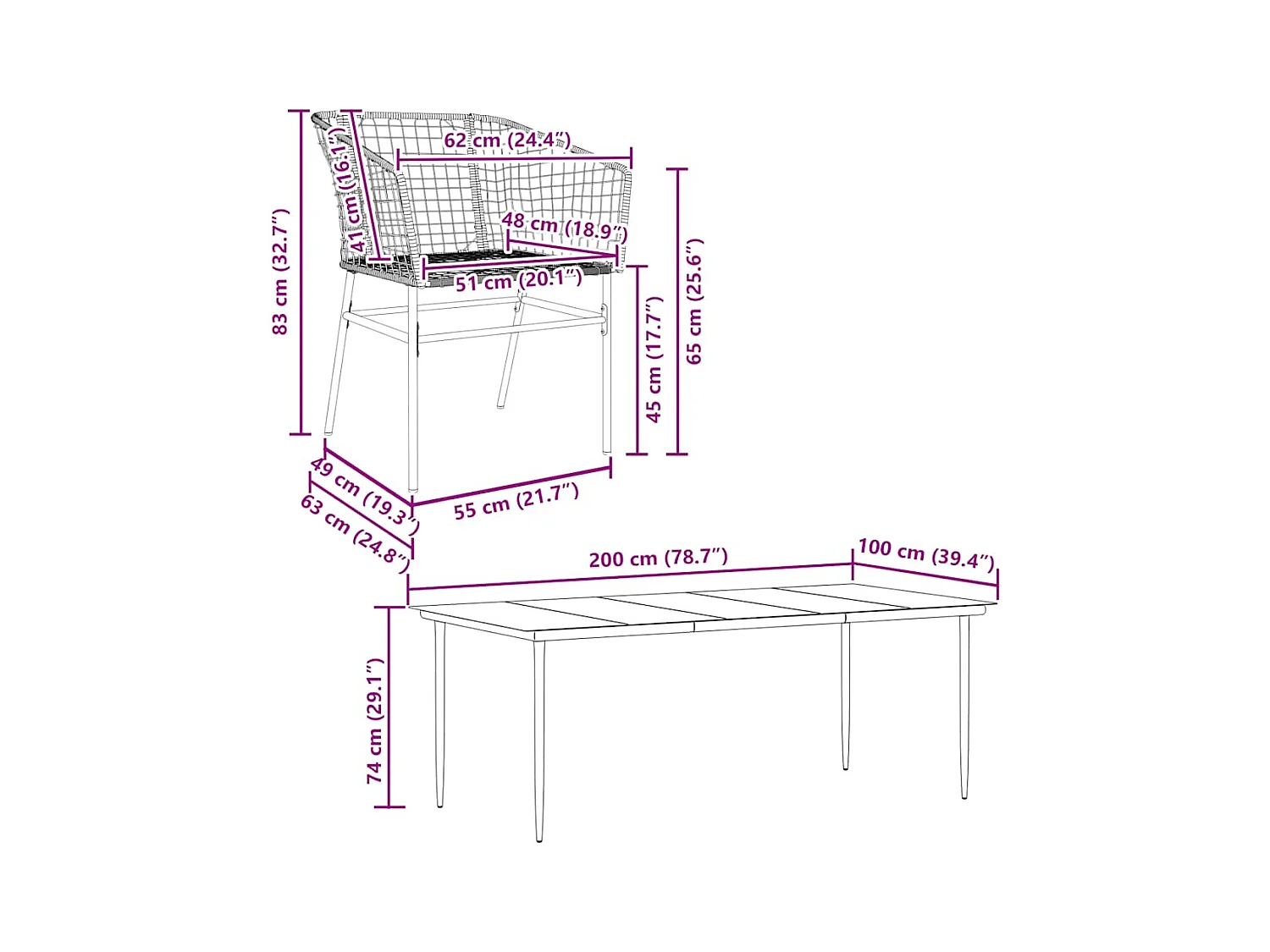 9-delige Tuinset poly rattan glas zwart