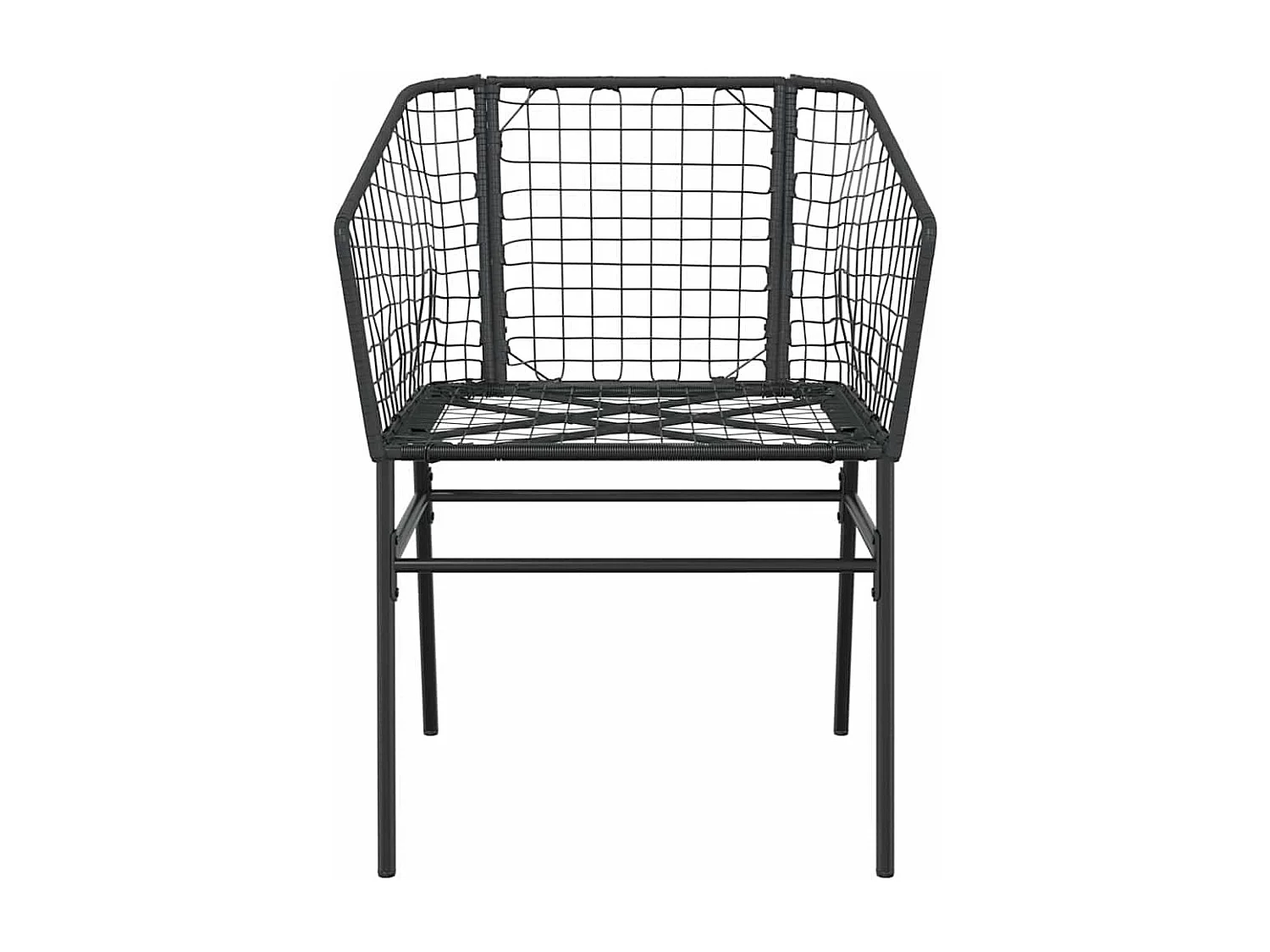 Ensemble à manger de jardin 9pcs noir poly rotin verre