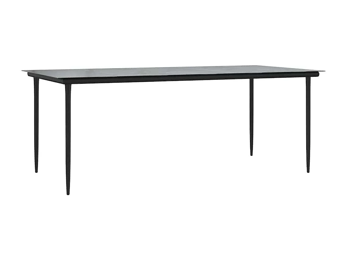 Ensemble à manger de jardin 9pcs noir poly rotin verre