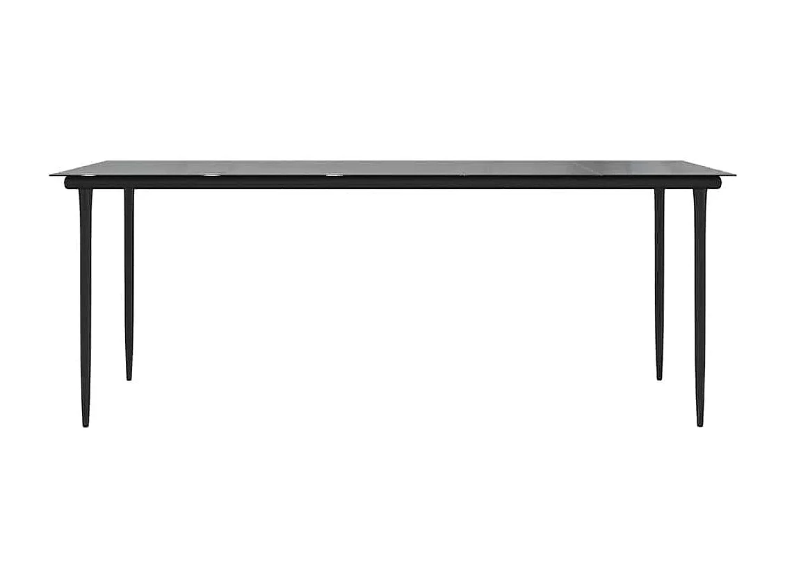 Ensemble à manger de jardin 9pcs noir poly rotin verre