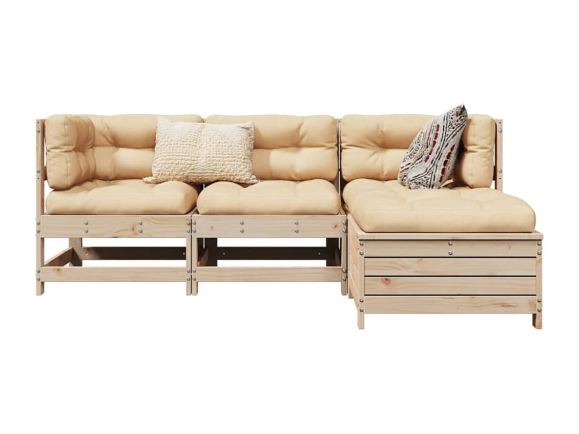 Salon de jardin 4 pcs bois massif de pin