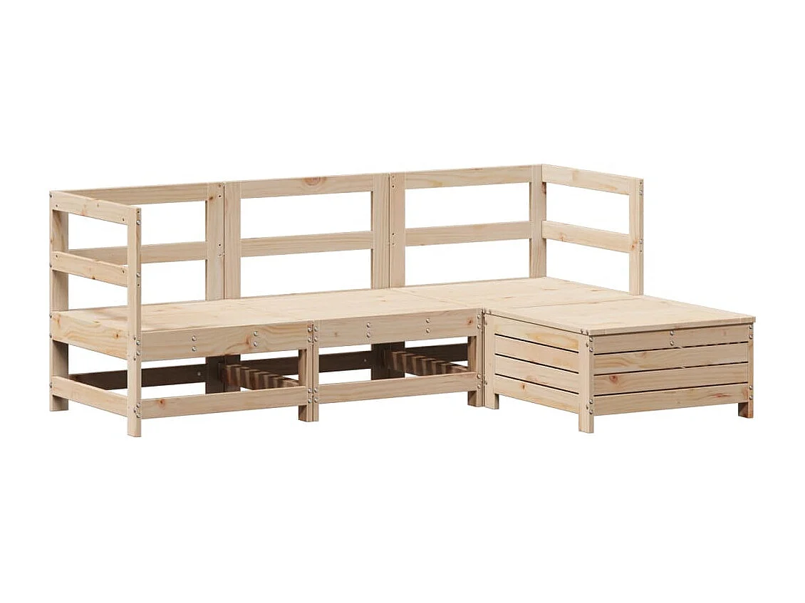 Salon de jardin 4 pcs bois massif de pin