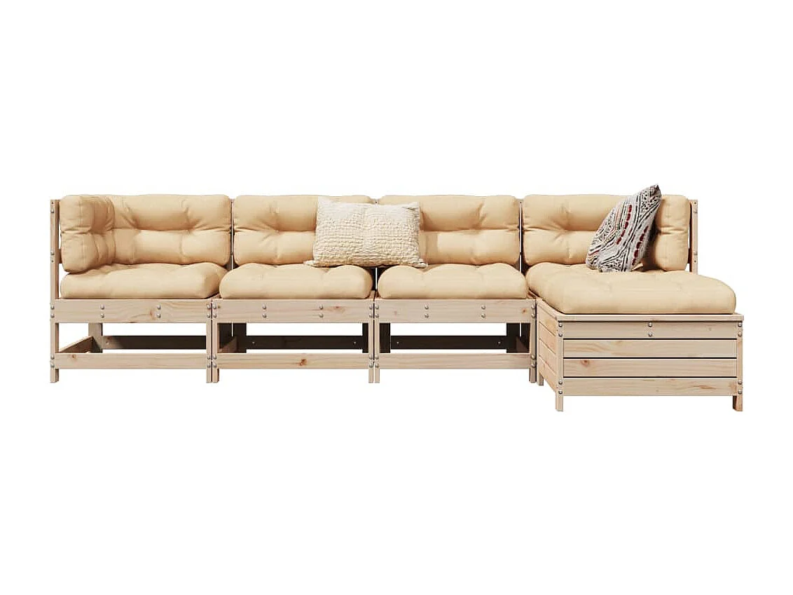 Set Divani da Giardino 5 pz in Legno Massello di Pino