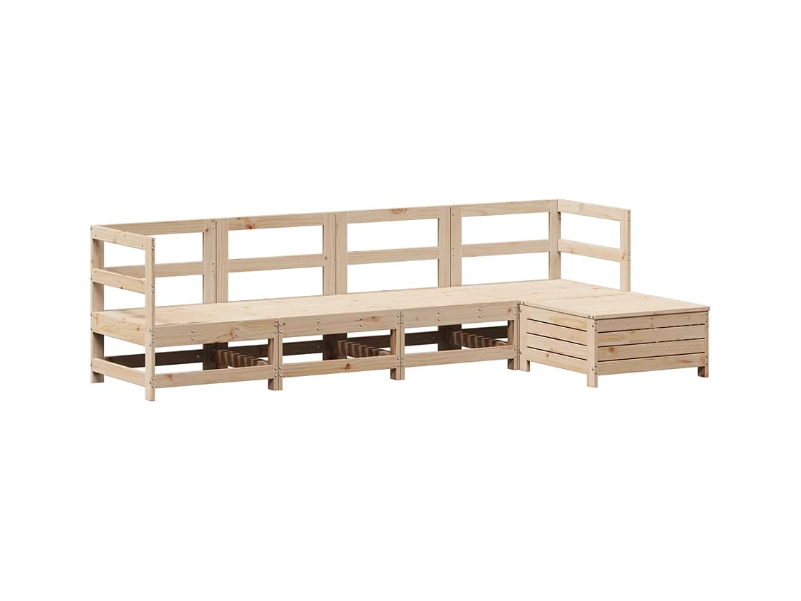 Set Divani da Giardino 5 pz in Legno Massello di Pino