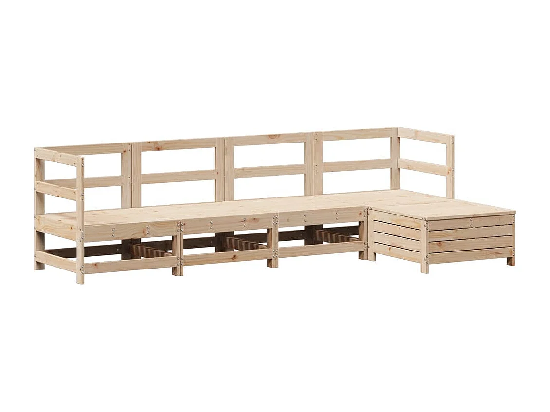 Salon de jardin 5 pcs bois de pin massif