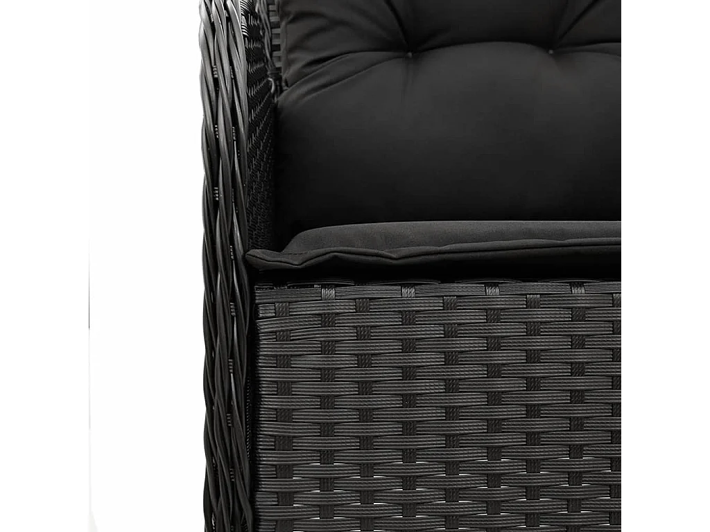 Set da Pranzo da Giardino 9 pz con Cuscini Nero in Polyrattan