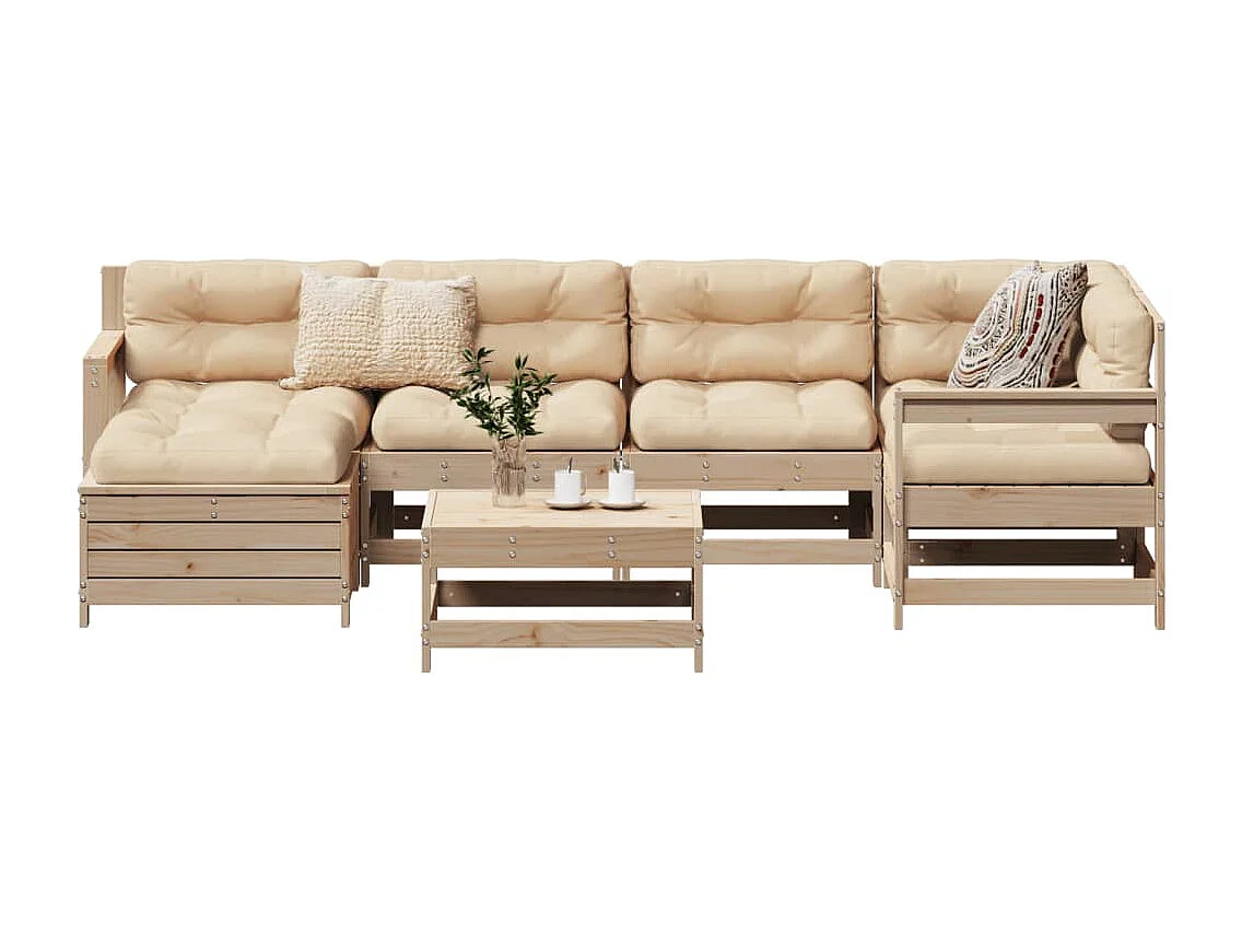 7-tlg. Garten-Sofagarnitur Massivholz Kiefer