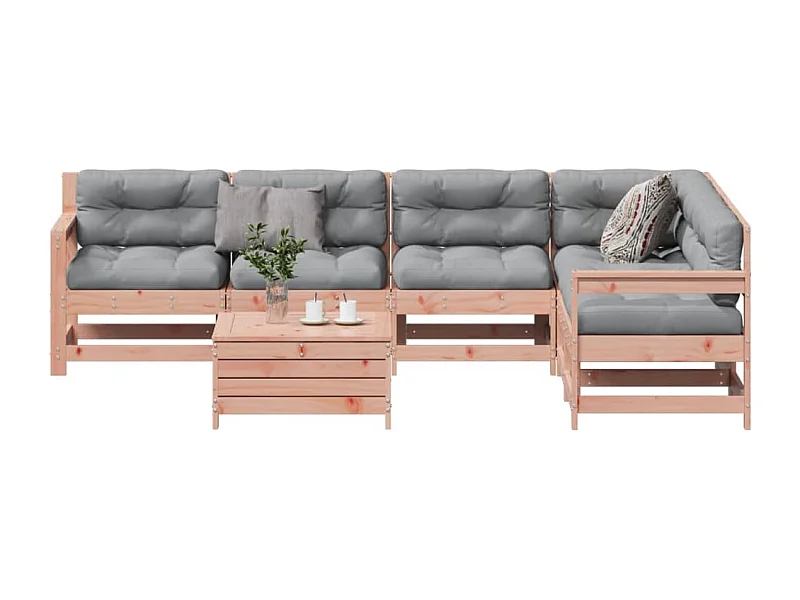 7-delige Loungeset met kussens massief douglashout