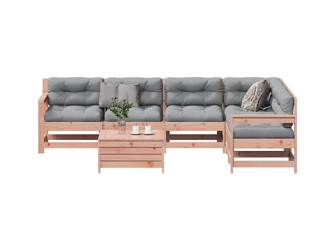 7-delige Loungeset met kussens massief douglashout