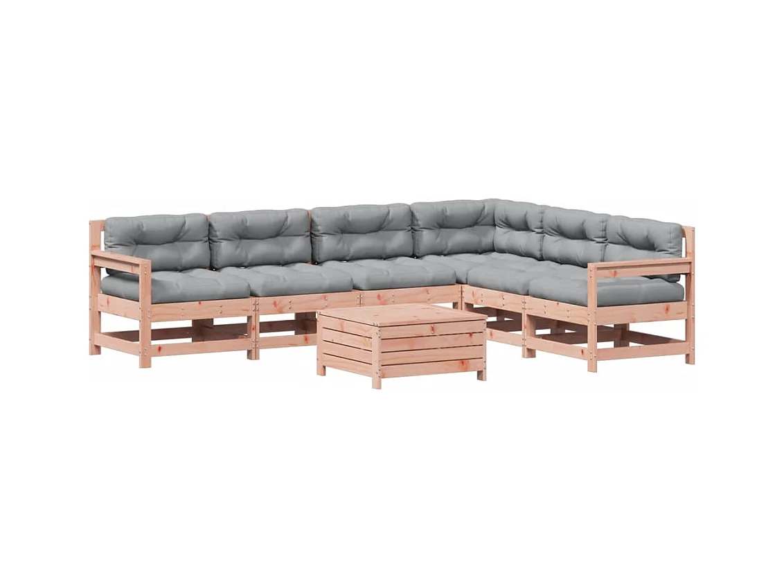 7-delige Loungeset met kussens massief douglashout