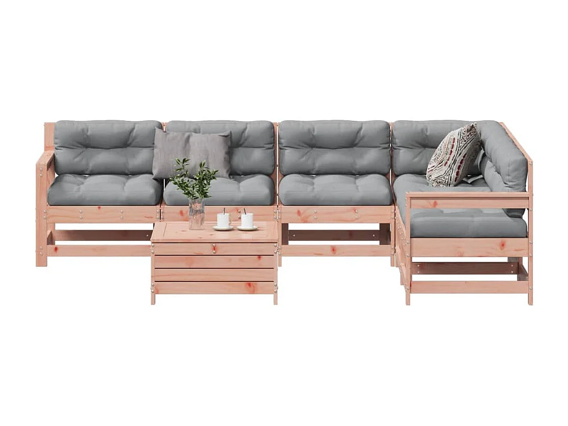 Salon de jardin 7 pcs avec coussins bois massif douglas