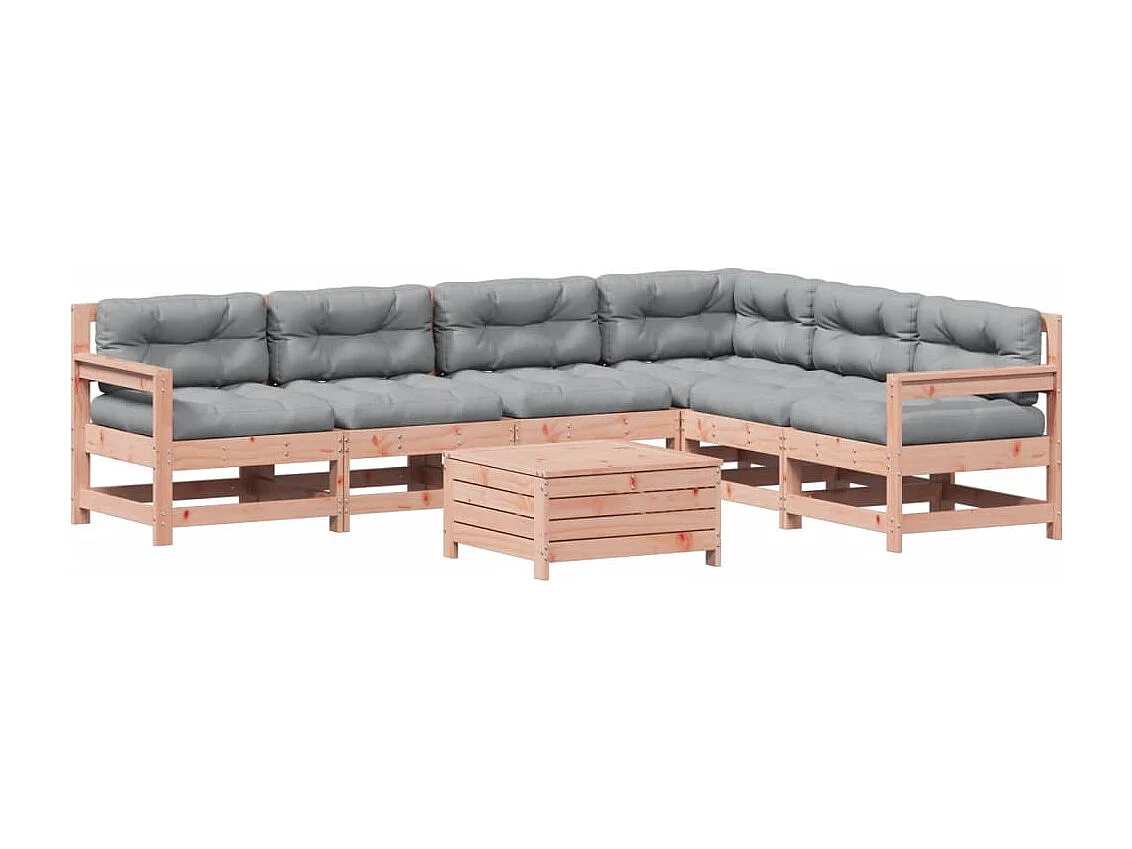 Salon de jardin 7 pcs avec coussins bois massif douglas