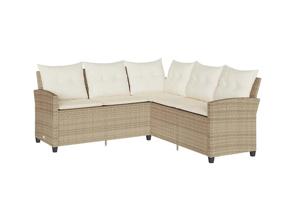 Juego de sofás de jardín en forma de L con cojines 6 pzas beige