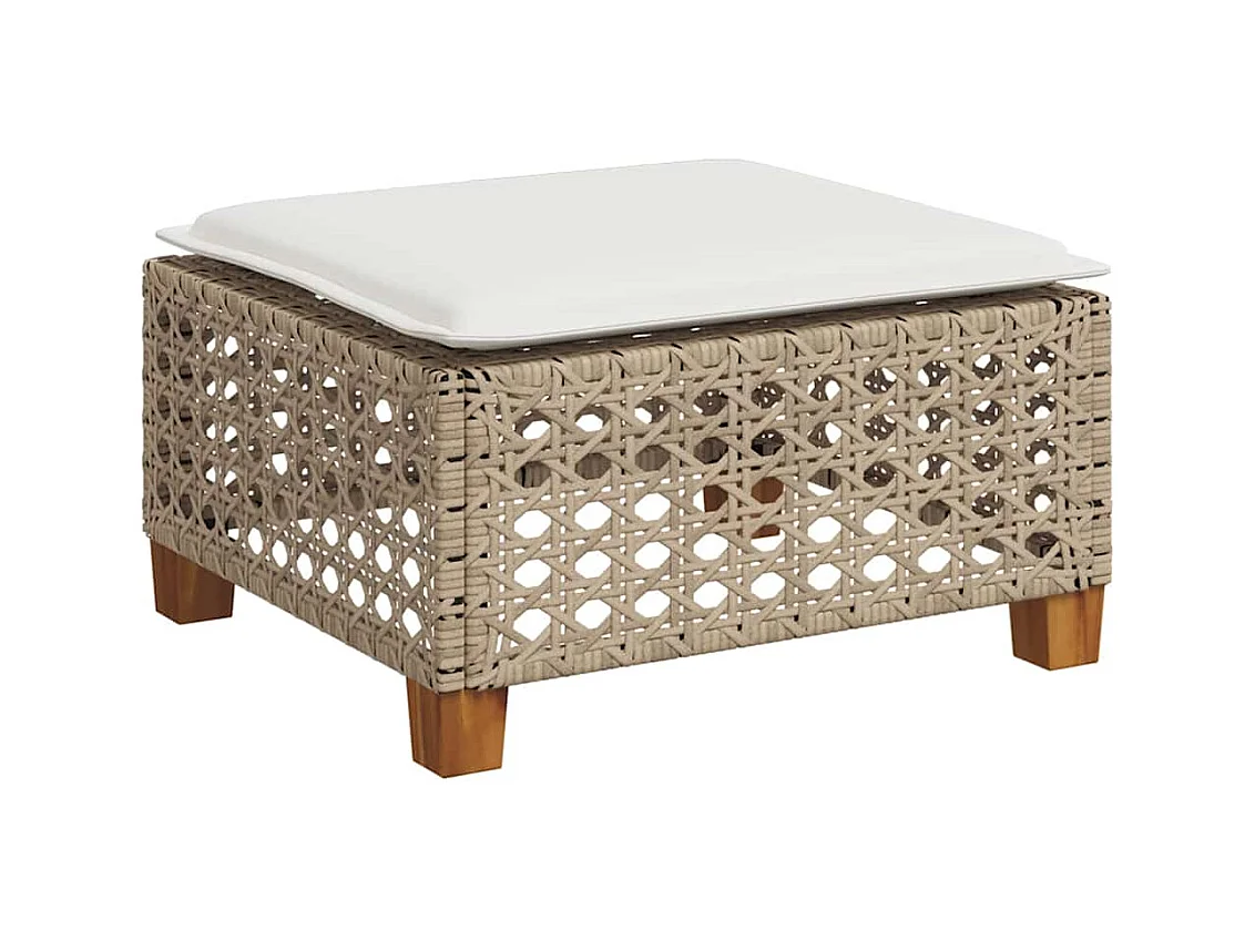 Salon de jardin avec coussins 8 pcs beige résine tressée