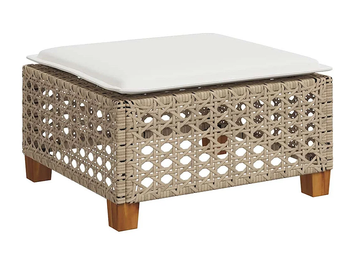 Salon de jardin avec coussins 8 pcs beige résine tressée