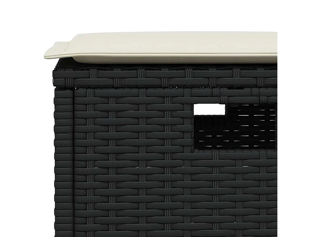 Set de sofás de jardín en forma de L con cojines 6 pzas negro