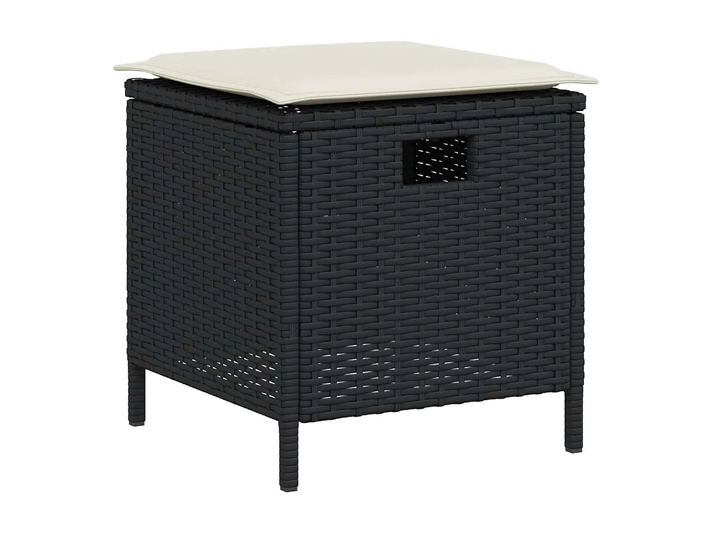 Conjunto de Sofás de Jardim em L com Almofadões - 6 Peças em Vime PE Preto