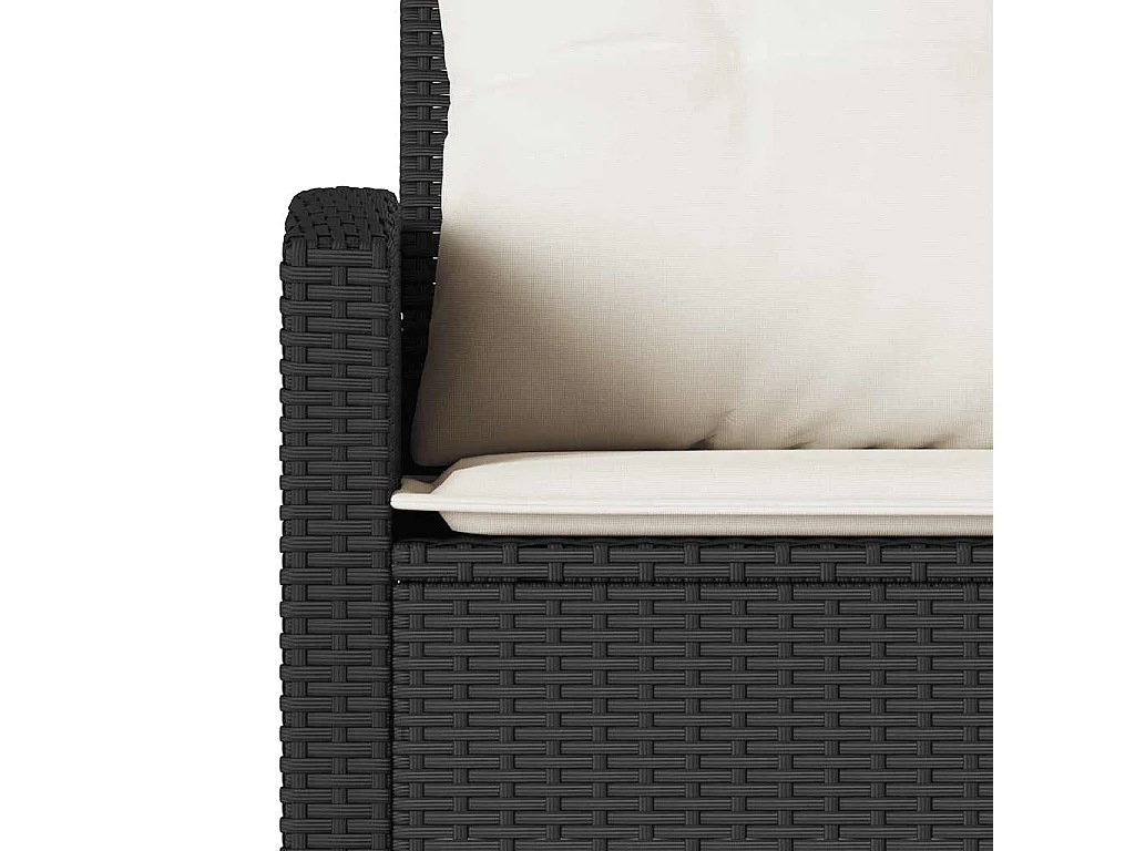 Conjunto de Sofás de Jardim em L com Almofadões - 6 Peças em Vime PE Preto