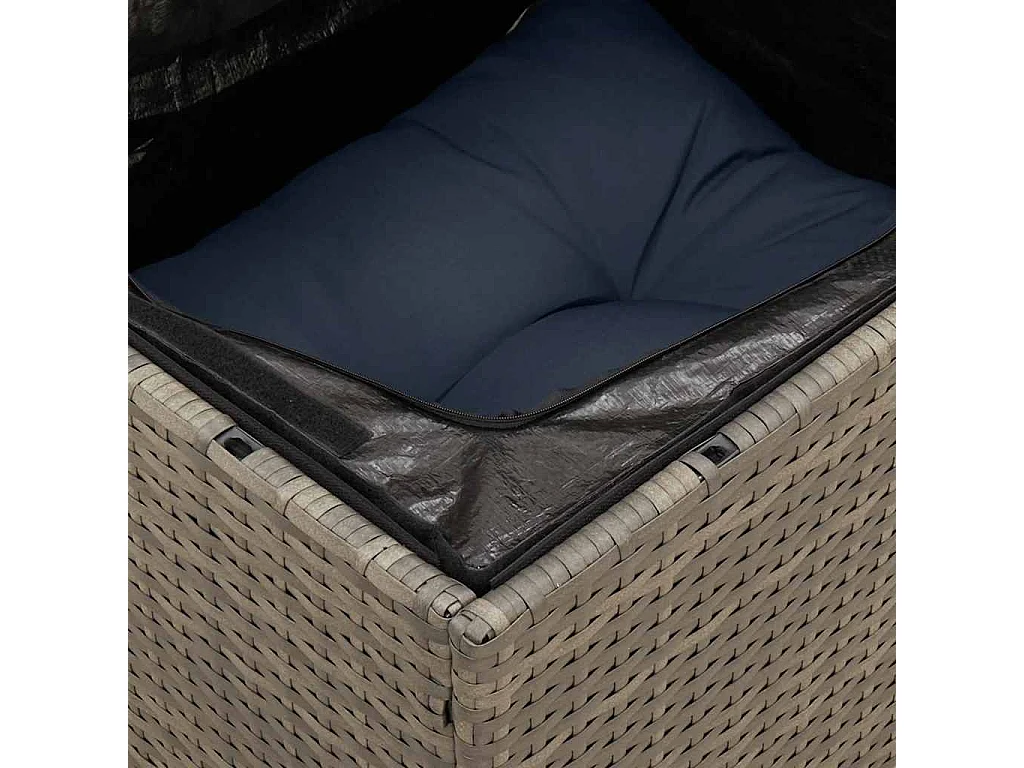 13 pcs conjunto sofás p/ jardim c/ almofadões vime PE cinzento