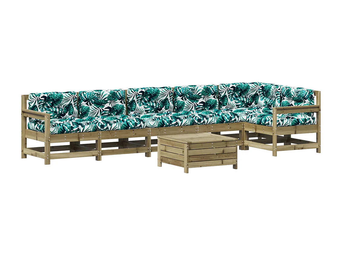 7-tlg. Garten-Lounge-Set mit Kissen Imprägniertes Kiefernholz