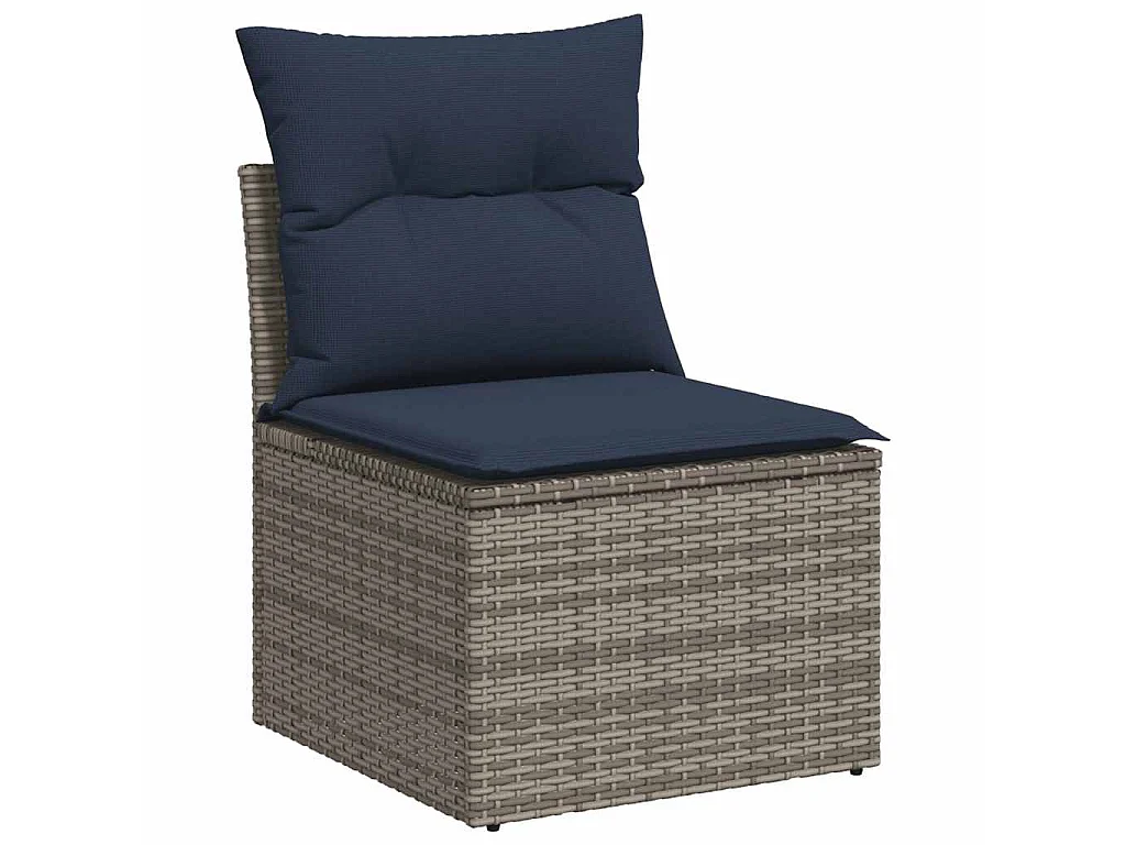 14-delige Loungeset met kussens poly rattan grijs