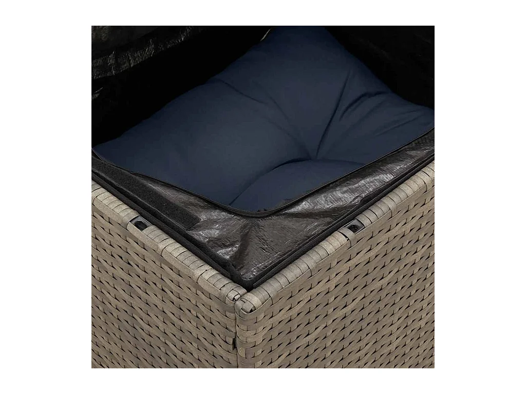 Salon de jardin 7 pcs avec coussins gris résine tressée