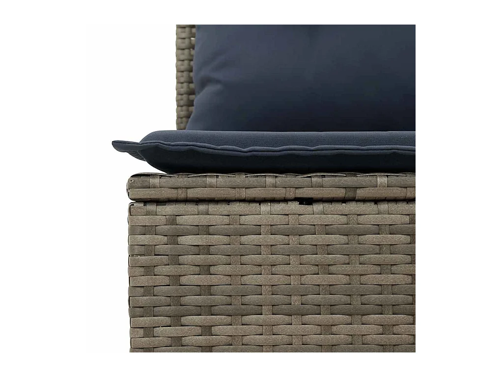 8 pcs conjunto sofás p/ jardim c/ almofadões vime PE cinzento