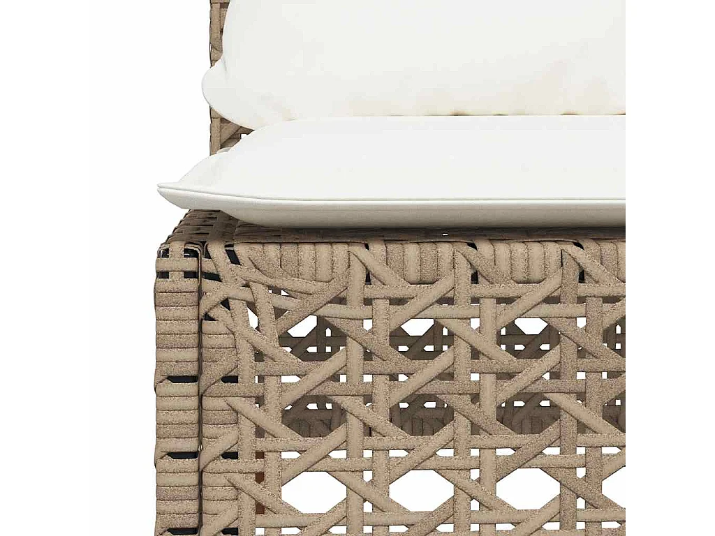 10-tlg. Garten-Sofagarnitur mit Kissen Beige Poly Rattan