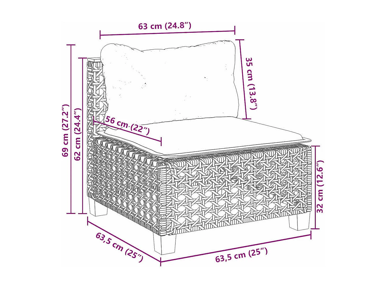 10-delige Loungeset met kussens poly rattan beige