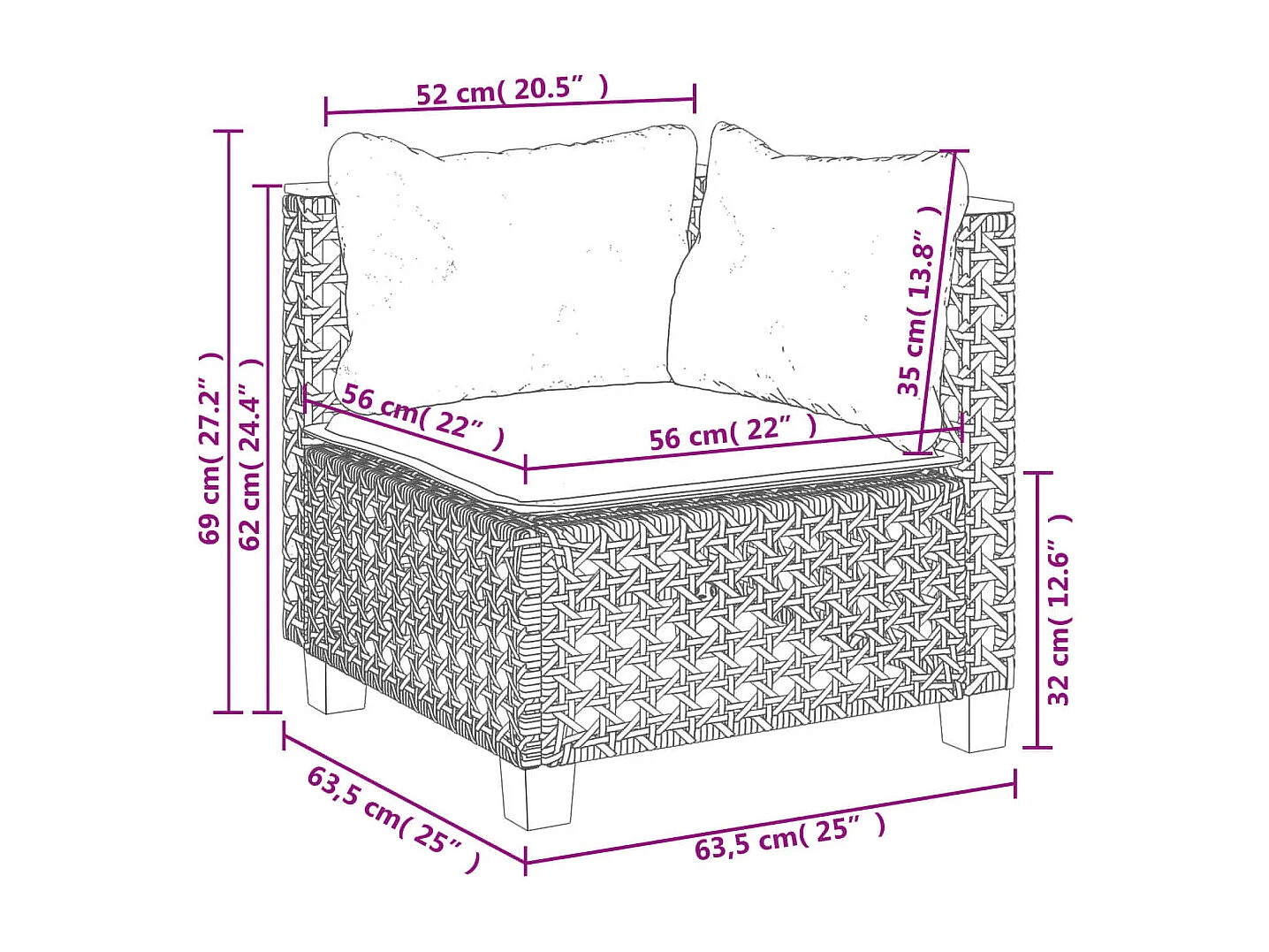 10-delige Loungeset met kussens poly rattan beige